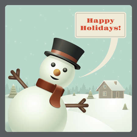 Merry Christmas greeting card with snowman background  Vector illustration のイラスト素材