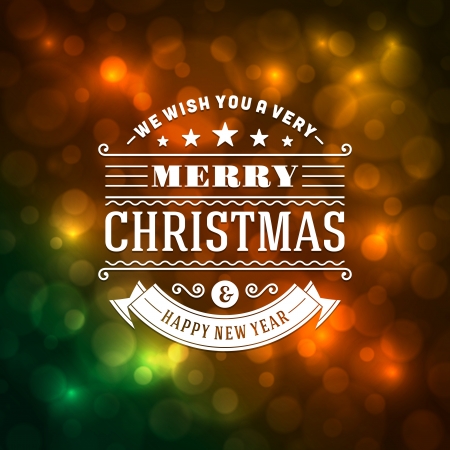 Merry Christmas message and light background  Vector illustration  Happy new year message, greeting card or invitation  のイラスト素材