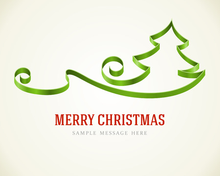 Christmas white tree from ribbon background  Vector illustration  Greeting card or invitation  のイラスト素材
