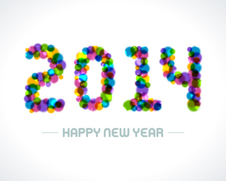 Happy new year - 2014 message and abstract light design vector background のイラスト素材
