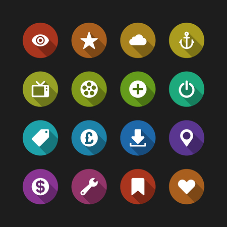 Web site vector icons set shadow effect  Vector design elements for design  のイラスト素材