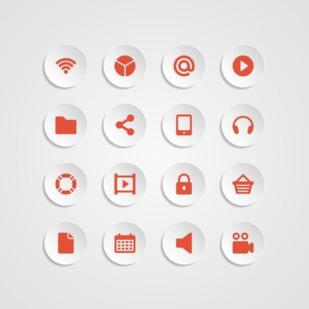 Web site vector icons set bend paper effect  Vector design elements for design  のイラスト素材