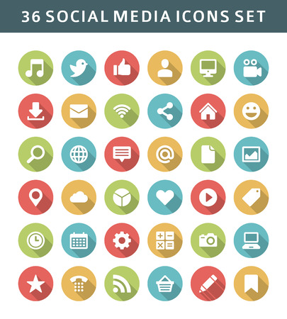 Web site vector icons set shadow effect  Social media design elements for design  のイラスト素材