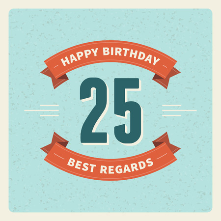 Vintage happy birthday vector card background  Retro happy birthday message and years numbers  のイラスト素材