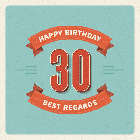 Vintage happy birthday vector card background  Retro happy birthday message and years numbers  のイラスト素材