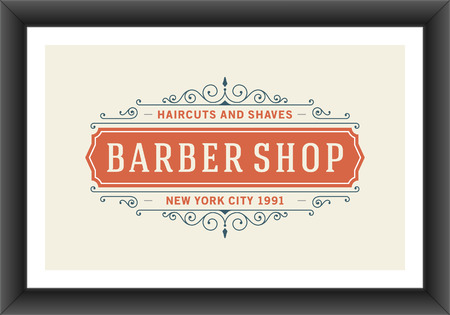 Barber shop vintage retro typographic design templateのイラスト素材