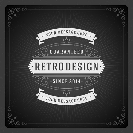 Retro typographic design elements  Template for design invitations, posters and other design  Flourish and calligraphic  のイラスト素材