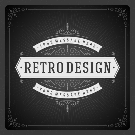 Retro typographic design elements  Template for design invitations, posters and other design  Flourish and calligraphic  のイラスト素材
