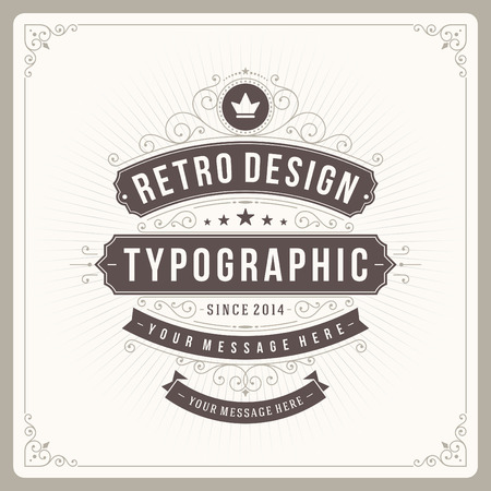 Retro typographic design elements  Template for design invitations, posters and other design  Flourish and calligraphic  のイラスト素材