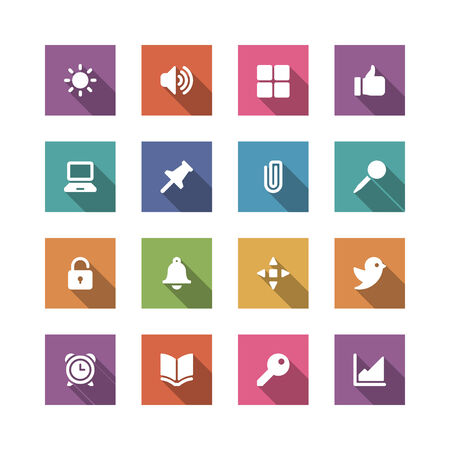 Flat vector icons concept  Design elements for business, social media,web site and mobile phone templates  design  Long shadow effect のイラスト素材