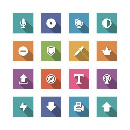 Flat vector icons concept  Design elements for business, social media,web site and mobile phone templates  design  Long shadow effect のイラスト素材