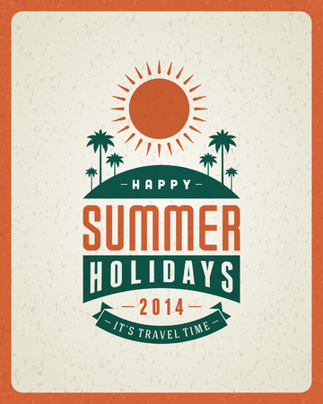 Summer vector typography poster design  Summer holidays message design vector background  のイラスト素材