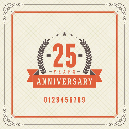 Vintage anniversary message emblem  Retro vector background のイラスト素材