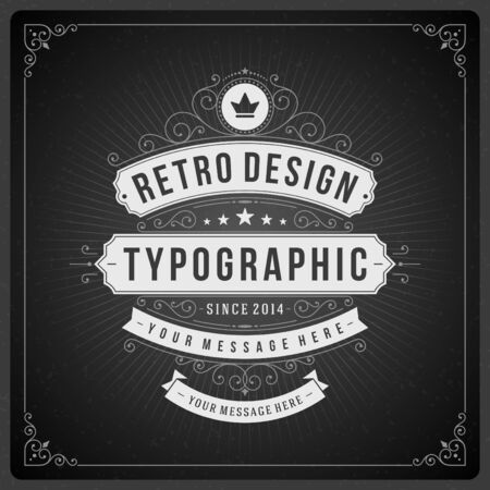 Retro typographic design elements  Template for design invitations, posters and other design  Flourish and calligraphic のイラスト素材