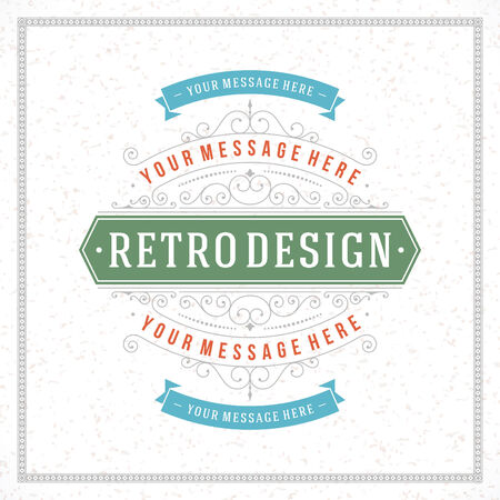 Retro typographic design elements  Template for design invitations, posters and other design  Flourish and calligraphic のイラスト素材