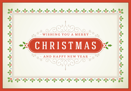 Christmas retro typographic and ornament decorationのイラスト素材