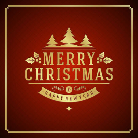 Christmas retro typography and ornament decorationのイラスト素材