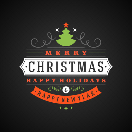 Christmas retro typography and ornament decorationのイラスト素材