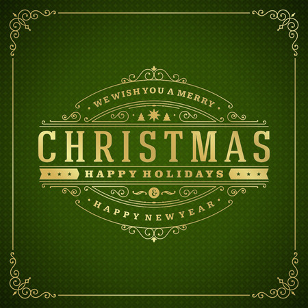 Christmas retro typography and ornament decorationのイラスト素材