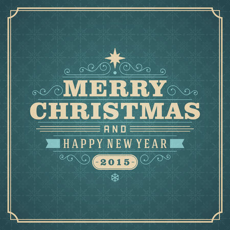 Christmas retro typography and ornament decorationのイラスト素材