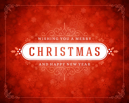 Christmas retro typographic and light with snowflakes. Merry Christmas holidays wish greeting card and vintage ornament decoration. Happy new year message. Vector background Eps 10のイラスト素材