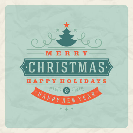 Christmas retro typography and ornament decorationのイラスト素材