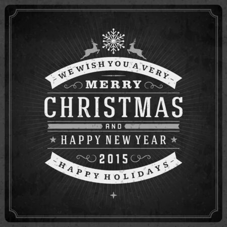 Christmas retro typography and ornament decorationのイラスト素材