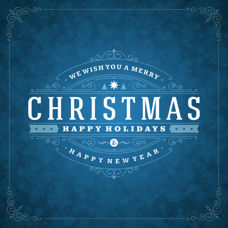 Christmas retro typography and light with snowflakesのイラスト素材