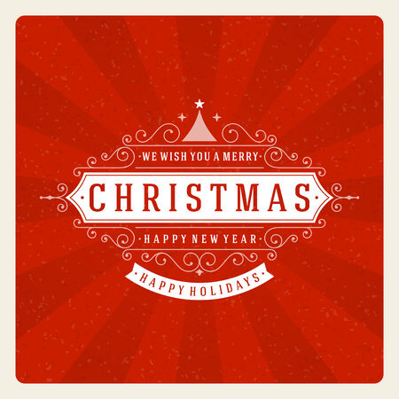 Christmas retro typography and ornament decorationのイラスト素材