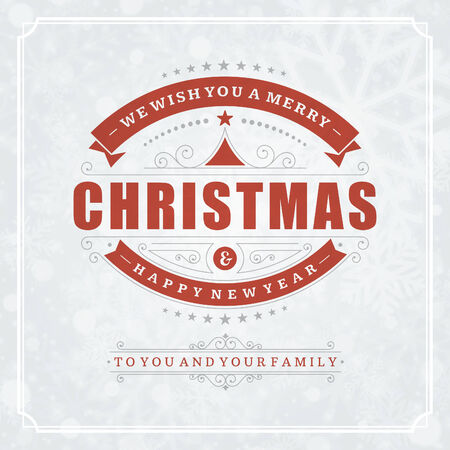 Christmas retro typographic and ornament decoration. Merry Christmas holidays wish greeting card and vintage background. Happy new year message. Vector illustration Eps 10のイラスト素材