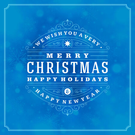 Christmas retro typography and light with snowflakesのイラスト素材