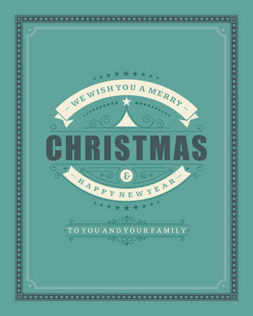 Christmas retro typography and ornament decorationのイラスト素材