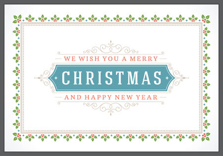 Christmas retro typographic and ornament decorationのイラスト素材