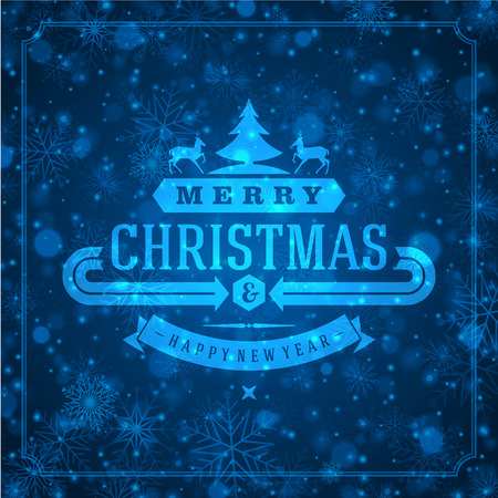 Christmas retro typographic and ornament decoration. Merry Christmas holidays wish greeting card and vintage background. Happy new year message. Vector illustration Eps 10のイラスト素材