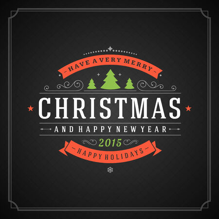 Christmas retro typography and ornament decorationのイラスト素材