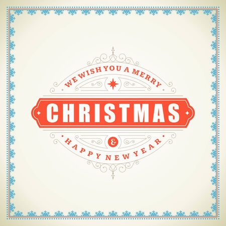 Christmas retro typographic and ornament decorationのイラスト素材