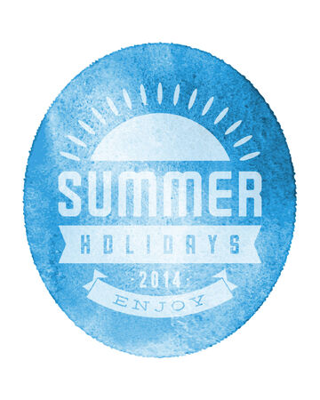 Summer vector typography. Summer beach vacation and tropical paradise watercolor vector poster or backgroundのイラスト素材