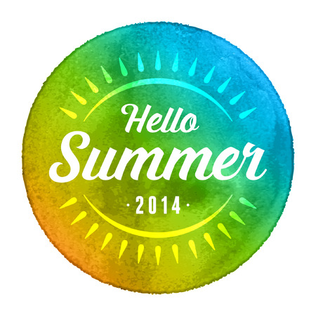 Summer vector typography. Summer beach vacation and tropical paradise watercolor vector poster or backgroundのイラスト素材