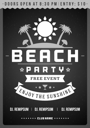 Retro summer party design poster or flyer. Night club event typography. Vector template illustrationのイラスト素材