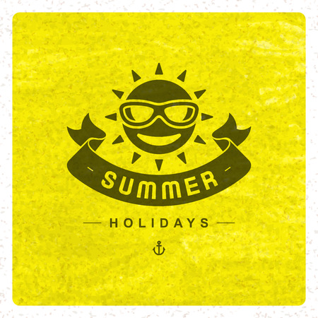 Summer vector typography. Summer beach vacation and tropical paradise watercolor vector poster or backgroundのイラスト素材