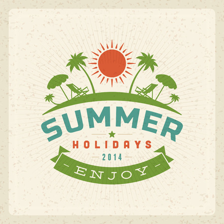 Summer vector typography poster design. Summer holidays message design vector backgroundのイラスト素材