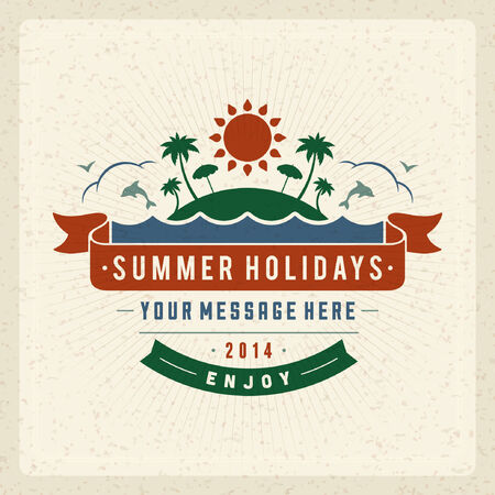 Summer vector typography poster design. Summer holidays message design vector backgroundのイラスト素材