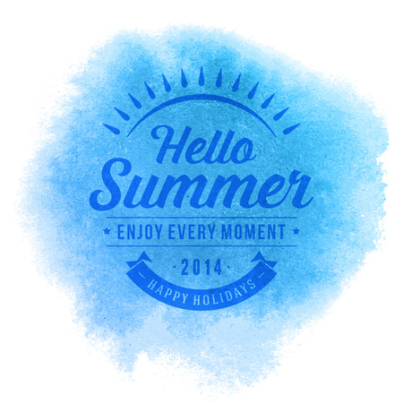 Summer vector typography. Summer beach vacation and tropical paradise watercolor vector poster or backgroundのイラスト素材