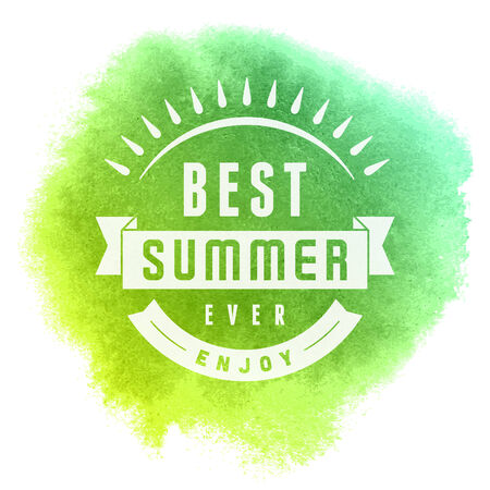Summer vector typography. Summer beach vacation and tropical paradise watercolor vector poster or backgroundのイラスト素材