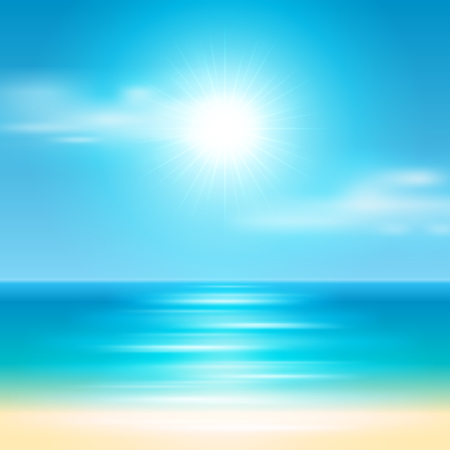 Beach sea with clouds summer holidays vector backgroundのイラスト素材