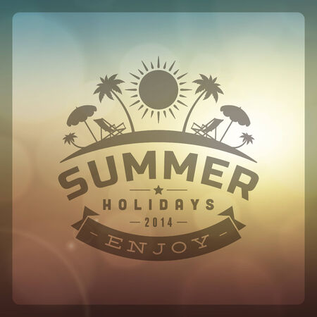 Summer holidays vector background. Summer beach vacation and tropical paradise for your design vector illustrationのイラスト素材