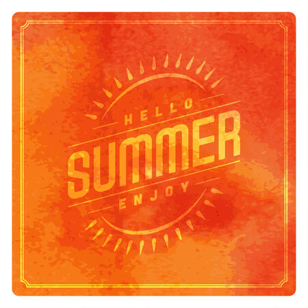 Summer vector typography. Summer beach vacation and tropical paradise watercolor vector poster or backgroundのイラスト素材