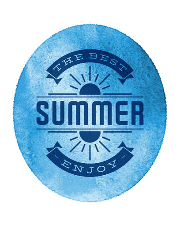 Summer vector typography. Summer beach vacation and tropical paradise watercolor vector poster or backgroundのイラスト素材