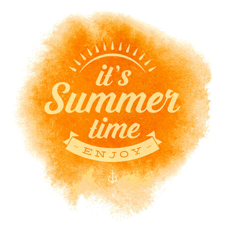 Summer vector typography. Summer beach vacation and tropical paradise watercolor vector poster or backgroundのイラスト素材