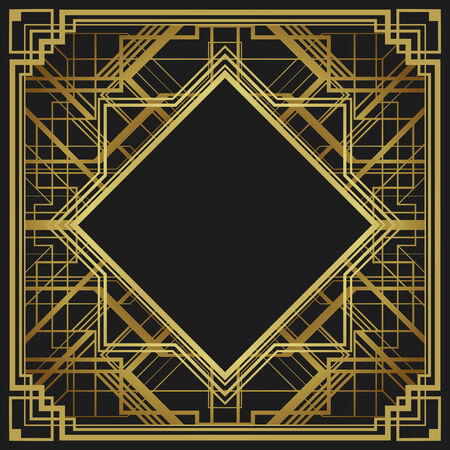 Art deco style geometric pattern, gold vector vintage background, 1920 styleのイラスト素材